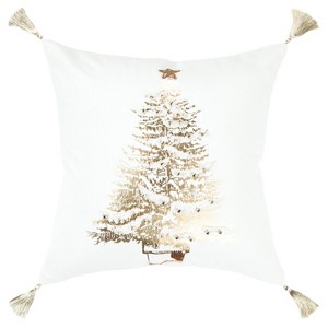 Christmas Tree Decorative Filled Oversize Square Throw Pillow Gold - Rizzy Home