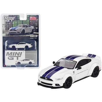 Ford Mustang GT "LB-Works" White with Blue Stripes Limited Edition to 3600 pcs 1/64 Diecast Model Car by True Scale Miniatures