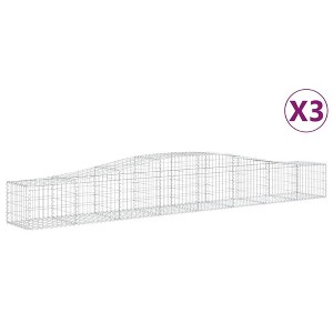vidaXL Gabion Basket Set - 3 Pcs, Outdoor Garden Arched Gabion Wall, Galvanized Iron, 157.5" L x 19.7" W x 15.7"/23.6" H, Silver - 1 of 4