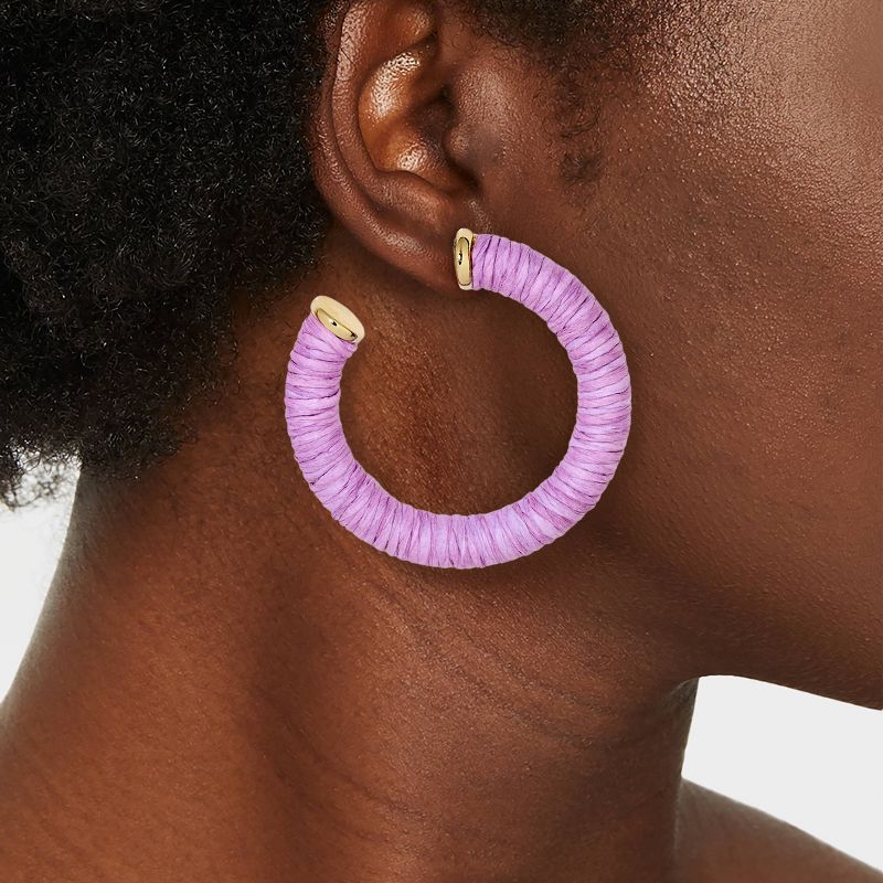 Post Hoop Raffia Cord Earrings - A New Day™, 3 of 8