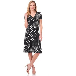 Rekucci Women's V-Neck Short Sleeve Crossover Dress with Tummy Control - 1 of 4