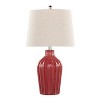 LumiSource (Set of 2) Rockwell 23" Contemporary Table Lamps Glossy Brick Red Ceramic, Polished Nickel and Natural Linen Shade - 2 of 4