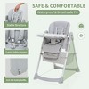Foldable Baby High Chair with 5-Point Harness - Adjustable Height, Removable Tray & Locking Wheels, PU Leather Portable Highchair (Dark Grey) - 2 of 4