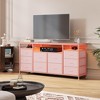 Fabric TV Stand with 10 Drawers, LED Entertainment Center with Power Outlet, Suitable for 65-75" TVs, Pink Bedroom Storage Cabinet - 2 of 4