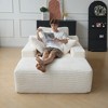 WJSHOME Oversized Chaise Lounge Chair Indoor, Plush Corduroy Boneless Sofa Bed, Cloud Reading Chair with Throw Pillow for Living Room - 2 of 4
