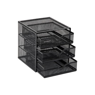 Black Metal Mesh 3-Drawer Desktop Organizer