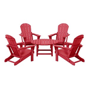 WestinTrends Malibu 5-Piece HDPE Folding Adirondack Chair Outdoor Patio Conversation Set - 1 of 4