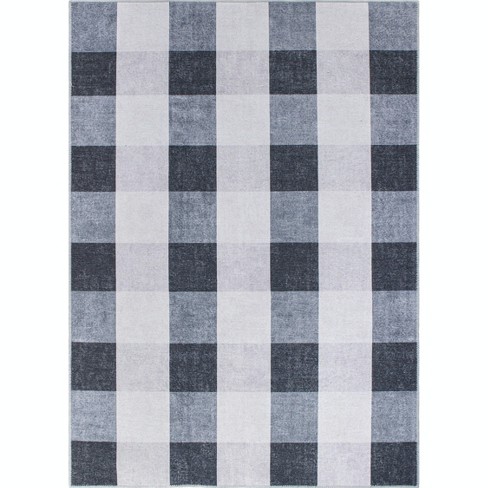 World Rug Gallery Contemporary Checkered Machine Washable 5'x7' Gray ...