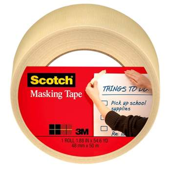 3M 201+ 8 x 60yd General Use Masking Tape 8 x 60 Yards Roll, Crepe Paper, Natural