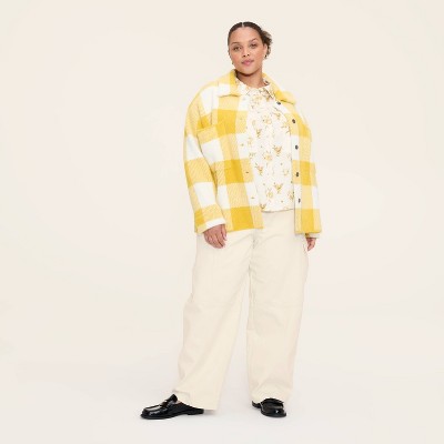 Women's Floral Button-Down Long Sleeve Collared Utility Shirt - Woolrich x Target Cream