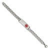 Black Bow Jewelry Men's Stainless Steel Red Enamel Medical I.D. Curb Bracelet, 8 Inch - 2 of 4