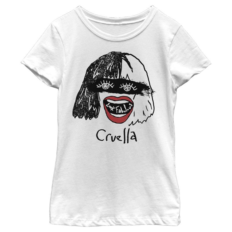 Girl's Cruella Look Fabulous Drawing T-Shirt, 1 of 6