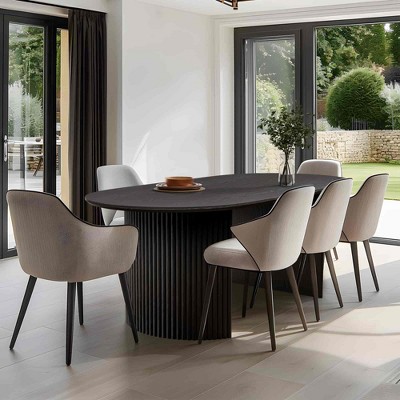 Lirago 67" Nordic Style Oval Dining Table - for 6 People 67*33.5 Black