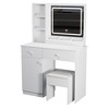 TIRAMISUBEST Fashion Vanity Desk with Mirror and Lights, Vanity Set with Cushioned Stool, Makeup Vanity Table with 2 Drawers and Open Shelves - 4 of 4