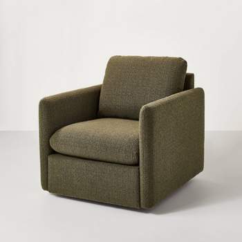 Boucle Upholstered Wood Accent Arm Chair - Olive Green - Hearth & Hand ...
