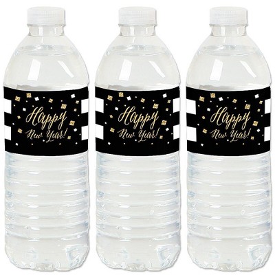 Big Dot of Happiness New Year's Eve - Gold - New Years Eve Party Water Bottle Sticker Labels - Set of 20
