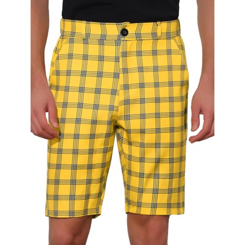 Plaid yellow shorts shop