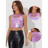 INSPIRE CHIC Women's Metallic Sleeveless Cut Out Party Holographic Crop Tank Tops - 2 of 4
