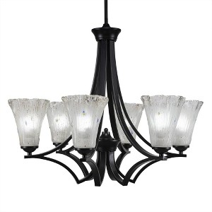 Toltec Lighting Zilo 6 - Light Chandelier in  Matte Black with 5.5" Fluted Frosted Crystal Shade - 1 of 1