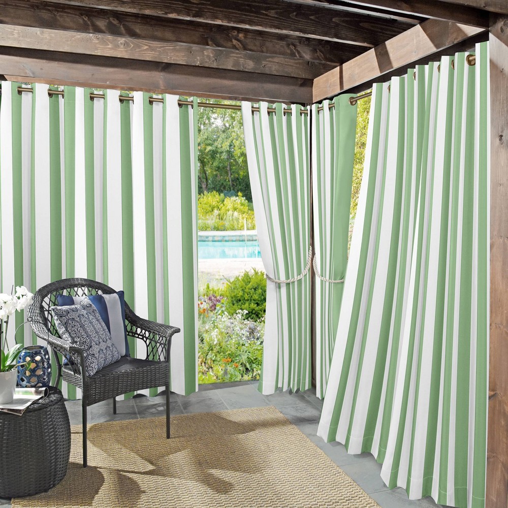 Photos - Curtains & Drapes 95"x54" Valencia Cabana Striped Indoor/Outdoor UV Protectant Room Darkenin