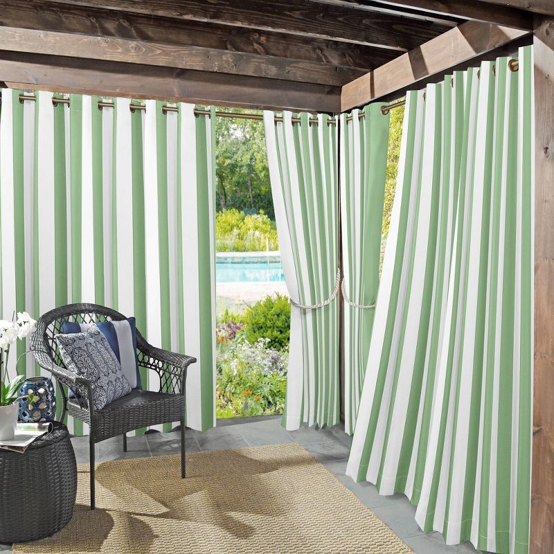 Valencia Cabana Striped Indoor/Outdoor UV Protectant Grommet Top Room Darkening Curtain Panel - Sun Zero, 1 of 8