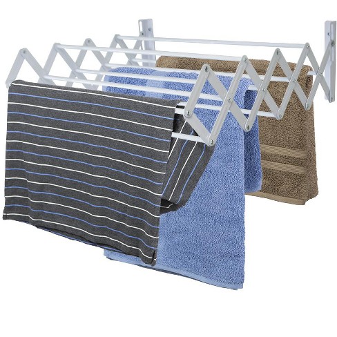 mDesign Steel Wall Mount Accordion Expandable Clothes Air Drying Rack -  Bronze