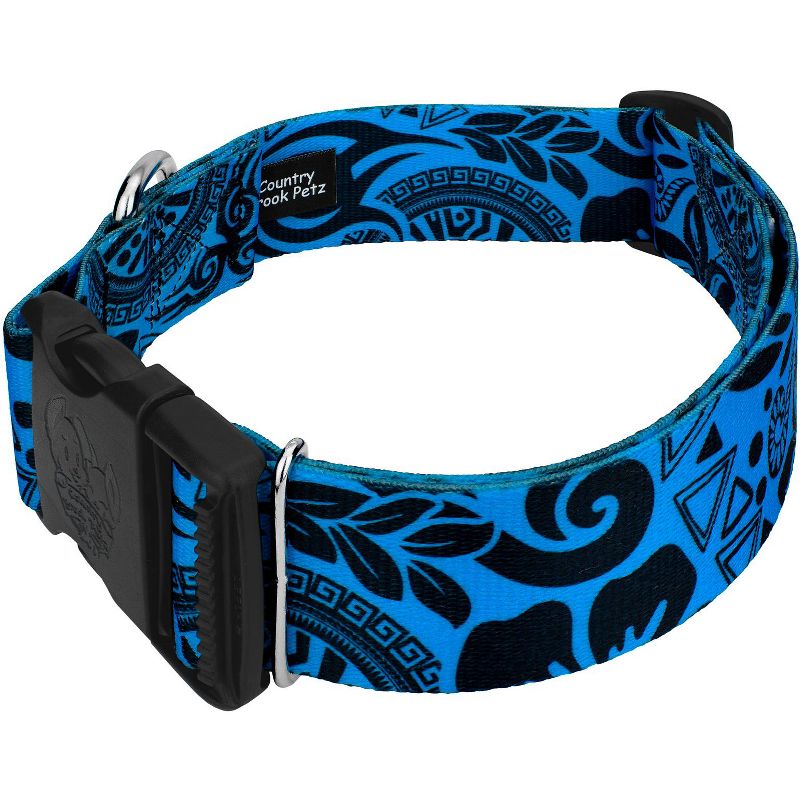 Country Brook Petz 1 1/2 Inch Deluxe Blue Polynesian Dog Collar, 2 of 5