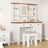 Makeup Vanity with Mirror, 42" Glass Countertop Vanity, Equipped with a Charging Station, Suitable for Bedroom or Dressing Room - 2 of 4