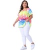 Agnes Orinda Women's Plus Size Tie Dye Short Sleeve Casual Round Neck Pleated Summer Blouse - 3 of 4