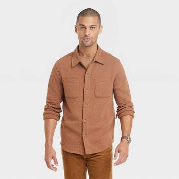 Men\'s Knit Shirt Jacket Co™ & Brushed Goodfellow : Target Brown - Xxl