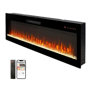 APRILSOUL Smart 50in WiFi-Enabled Electric Fireplace Heater, Recessed in-Wall and Wall-Mounted - 1 of 4