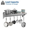 Whizmax Metal Storage Rack with Backplash for Kitchen,12" x 24" Stainless Steel Wall Mount Shelf with 5 Hooks - 2 of 4