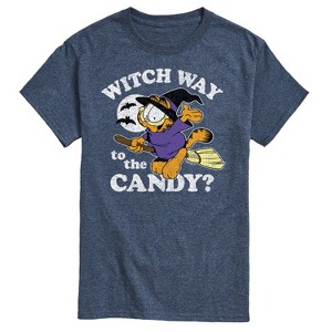 Men's - Garfield - Halloween Witch Way To The Candy Short Sleeve Graphic T-Shirt - 1 of 4