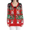 BLUEMING Women Sweaters Ugly Christmas Reindeer Knit Cardigans - Maximalist Festive Textures - 3 of 4