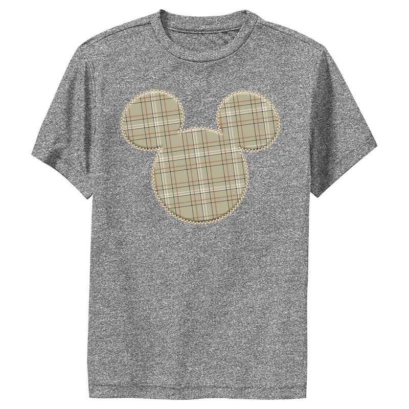 Boy's Disney Mickey Mouse Plaid Silhouette Performance Tee, 1 of 5