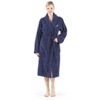 Linum Home Textiles 100% Turkish Cotton Unisex Personalized Terry Bathrobe Navy in White Script Font - 2 of 4