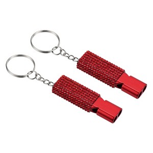 Unique Bargains Outdoor Camping Hiking Fishing Rescue Signaling Alloy Keychain Whistles 2 Pcs - 1 of 3