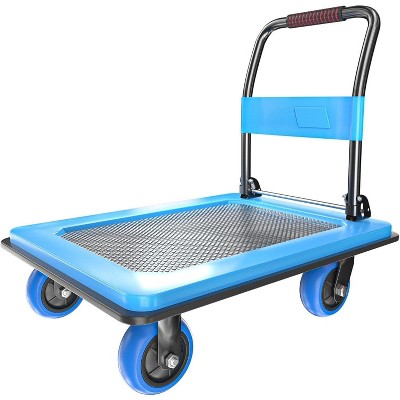 Foldable Push Cart On Wheel, 660lbs Capacity A3 Steel Moving Platform Hand Track