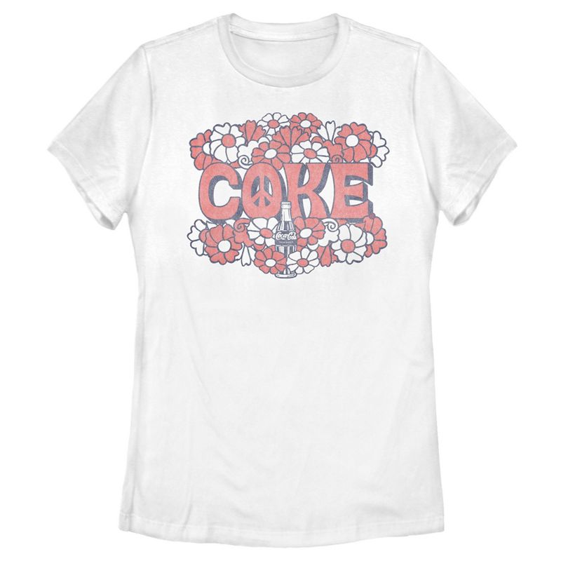 Women's Coca Cola Unity Floral Logo T-Shirt, 1 of 6