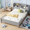 1 Full Bed Frame, Solid Pine Wood Storage Headboard with LED Light and Guardrails - Baofuwish - 2 of 4