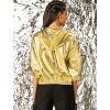 INSPIRE CHIC Women's Holographic Shiny Long Sleeve Zipper Hooded Metallic Jacket - 4 of 4
