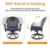 7-Piece Rectangle Cast Aluminum Outdoor Patio Dining Set with Swivel Chairs & Blue Cushions & Umbrella Hole - 4 of 4