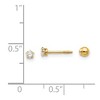 Black Bow Jewelry Kids 14k Yellow Gold & Crystal Reversible 3mm Ball Screw Back Earrings - 4 of 4