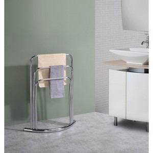 Kings Brand Furniture - Kenneth Metal 3 Tier Freestanding Bathroom Towel Rack Stand, Chrome - Convenient and Stylish Storage Solution - 1 of 4