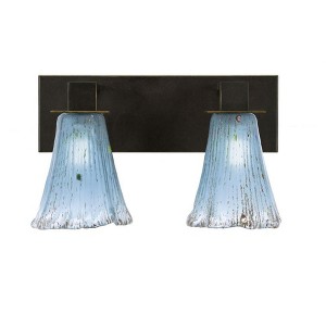 Toltec Lighting Apollo 2 - Light Vanity in  Dark Granite with 5.5" Fluted Teal Crystal  Shade - 1 of 1