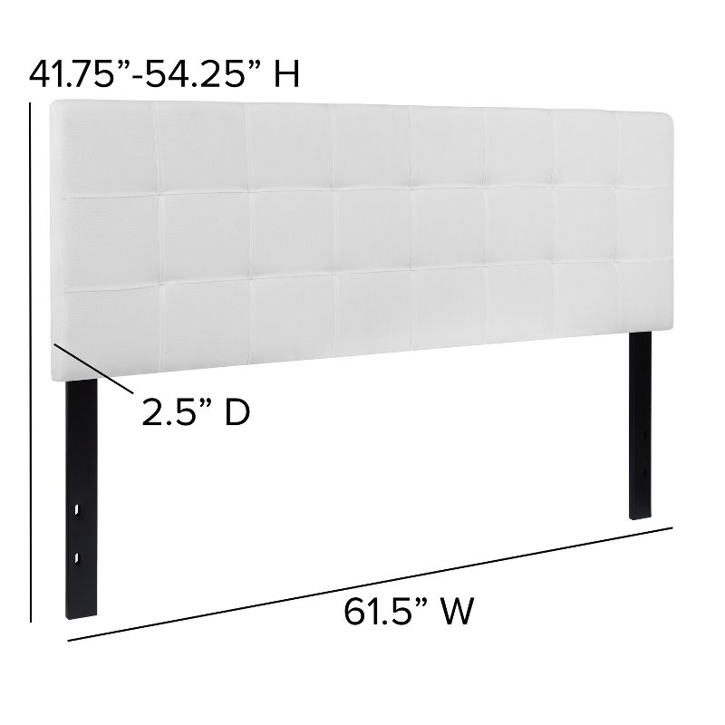 Flash Furniture Bedford Tufted Upholstered Queen Size Headboard in White Fabric, 6 of 10