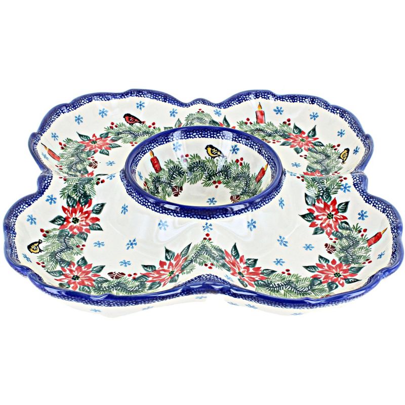 Blue Rose Polish Pottery 761 Kalich Chip & Dip Tray, 1 of 2