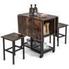 Costway 3-Piece Foldable Dining Table Set Drop Leaf Expandable Dining Table & 2 Stools - 2 of 3