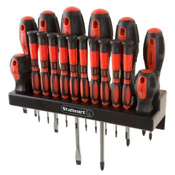 Fleming Supply Precision Screwdriver Set with Wall-Mounted Organizer – 18 Pieces, Red and Black