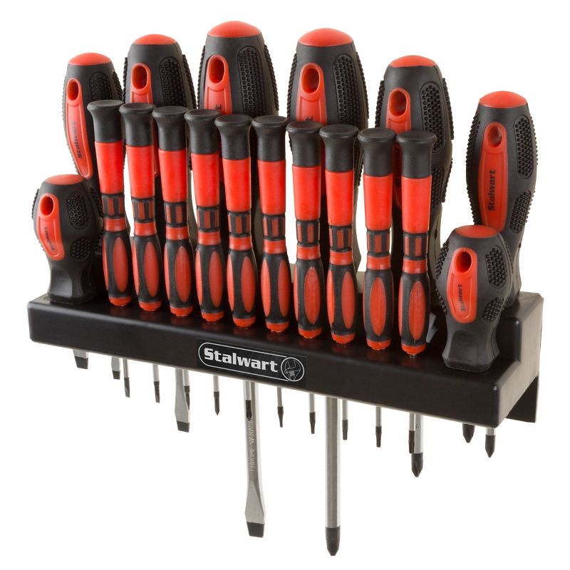 Fleming Supply Precision Screwdriver Set with Wall-Mounted Organizer – 18 Pieces, Red and Black, 1 of 7
